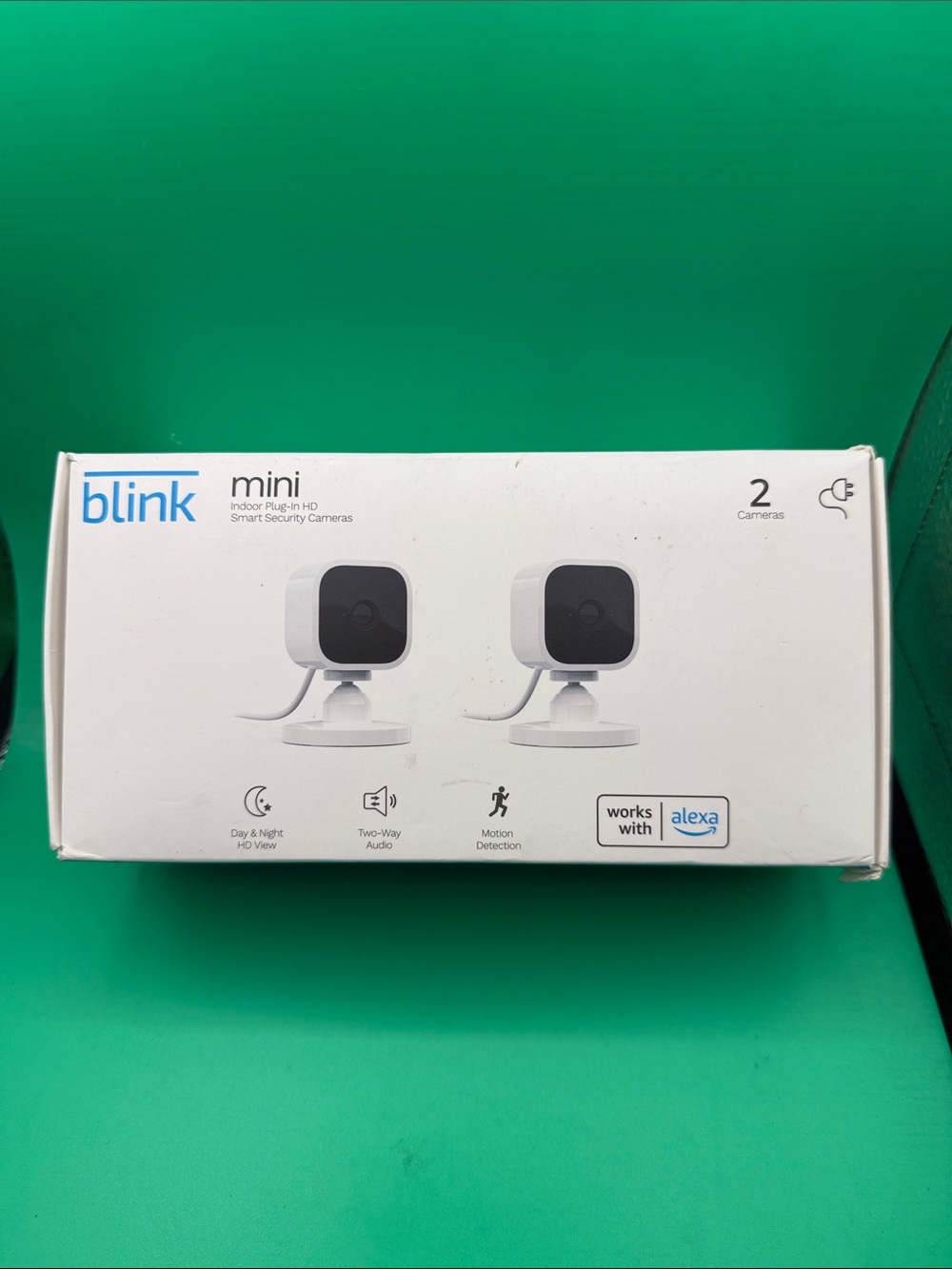 Blink Mini Indoor Plug-In HD Smart Security Camera (White) - 2 Pack